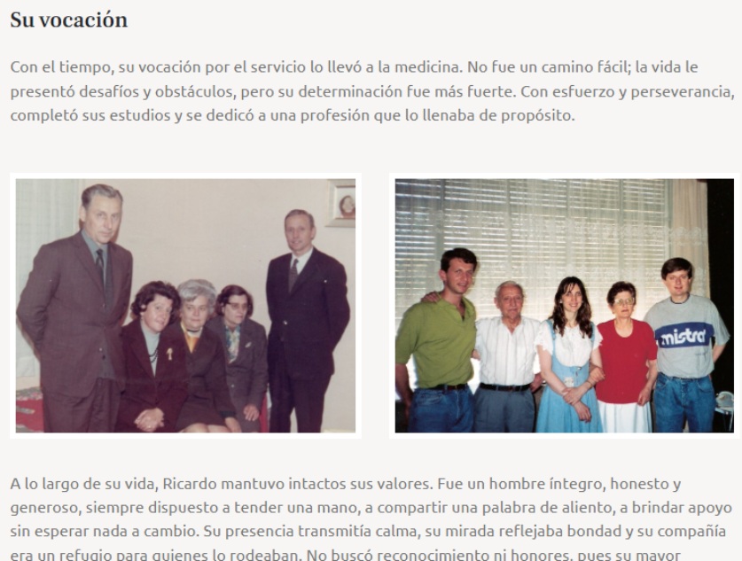 Libro homenaje familiar con fotos y recuerdos de una persona querida